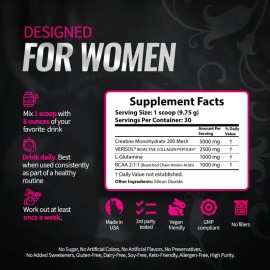 Bold Buns Creatine for Women – Strength, Recovery & Beauty Support | Promotes Skin Glow & Hair Health | 30 Servings, Unflavored