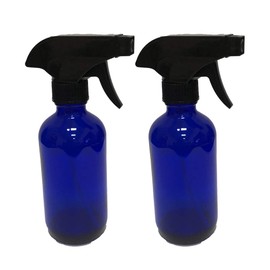 8-Ounce Cobalt Blue Glass Boston Round Spray Bottles (2 Pack) 3-Setting Heavy Duty Sprayers, Empty R