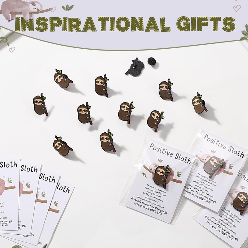 Loetere 18/36 Sets Positive Sloth Lapel Pins Bulk with Support