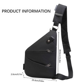 MUNSKT Men's Multi-Pocket Chest Bag, Anti-Theft Shoulder Bags, Sling Crossbody Shoulder Bag, Men's Small for Outdoor Travel, Hiking, Jogging, Hiking Backpack, black