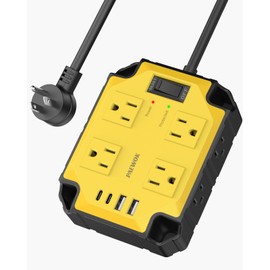 8-Outlets Heavy Duty Power Strip with 4 USB Ports(2 USB-C), Industrial Magnetic Surge Protector Power Strip 15 Amps/1200 Joules, 6.5 Ft Multi-Plug Electric Extension Cord for Workshop Garage (Yellow)