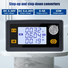 DC to DC Buck Boost Converter, Adjustable Voltage Regulator with LCD Display, DC 5-30V to 0.6-30V 35W 4A Step down Step Up/Step Down Transformer Power Supply Module, for Car RV Golf Cart