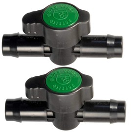 Habitech 2-Pack In-Line Barbed Ball Valve 16mm For 1/2 and 5/8 Inch Tubing (.570 to .620 ID) - Regulate and Shut-Off/On Water Flow