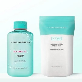 Bring Green Tea Tree Cica Soothing Toner 500ml cotton pad - moisture large capacity skin care cotton pad x2SET(SH) / 브링그린 티트리 시카 수딩 토너 500ml 솜 기획 - 수분 대용량 스킨 케어 화장솜 x2SET(SH)