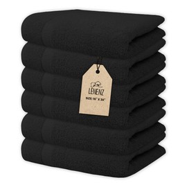 Lenenz Premium Hand Towels - 4 Pack Absorbent Cotton Hand Towels for Bathroom, Kitchen, Gym, Spa - Soft, Quick-Dry, and Durable Set 16x30'' (Black)
