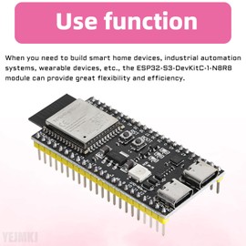 YEJMKJ 2 Pieces ESP32 S3 Development Board N8R8 ESP WROOM 32 S3 WiFi+Bluetooth Internet of Things Type-C Core HAT ESP32-S3 Cores Microcontroller Processor WiFi + Bluetooth MCU Module, Dual Type-C