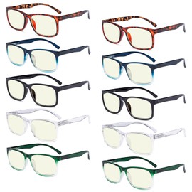 Eyekepper 10-Pack Blue Light Blocking Reading Glasses for Men Blocking UV Ray Computer Readers +3.50
