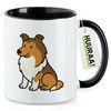 Huuraa Kaffeetasse Collie Comic Colli Geschenk 330ml Schwarz Collie Präsent