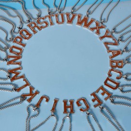 Lantine Football Initial A-Z Letter Necklace Stainless Steel 26 Alphabet Pendant Name Charm Football Necklace for Men Sportsmen Fans 59cm Chain, Stainless Steel, No Gemstone