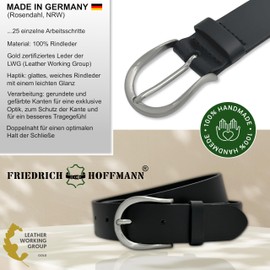 FRIEDRICH HOFFMANN Women's Belt, Black, Leather Belt, Women's Slim, Made in Germany, 3 cm Wide, black