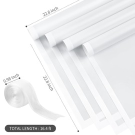 CLUEWR 20 Sheets Flower Bouquet Wrapping Paper, Waterproof Floral Packaging Paper with Ribbon Florist Supplies, 22.8 x 22.8 Inches (White)