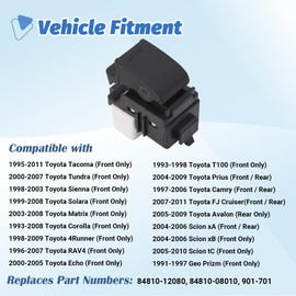 AiYiGu - Botón de control de interruptor de ventana eléctrica delantero trasero lado del pasajero compatible con Toyota Tacoma/Tundra/Sienna/Solara/Matrix/Corolla/RAV4, Scion xA xB tC, Geo Prizm,