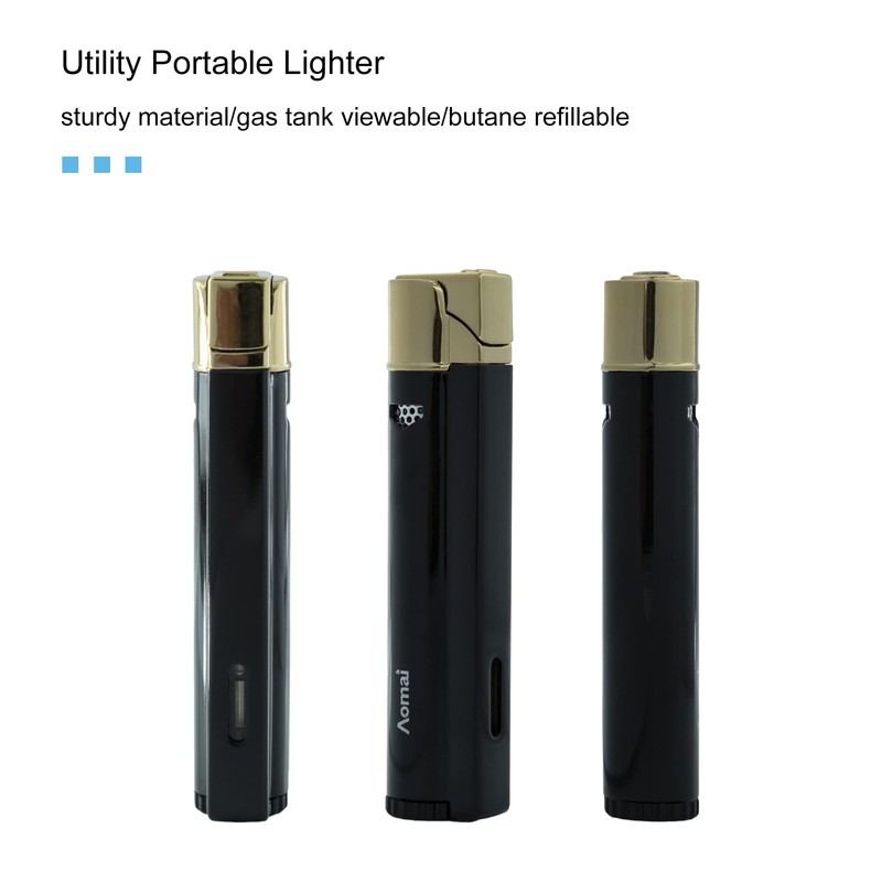 5 Pack Butane Torch Lighter Fuel Refillable Gas Window Viewable