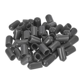 sourcing map 50pcs Rubber End Caps 8mm ID Vinyl PVC Round Tube Bolt Cap Cover Screw Thread Protectors Dark Grey