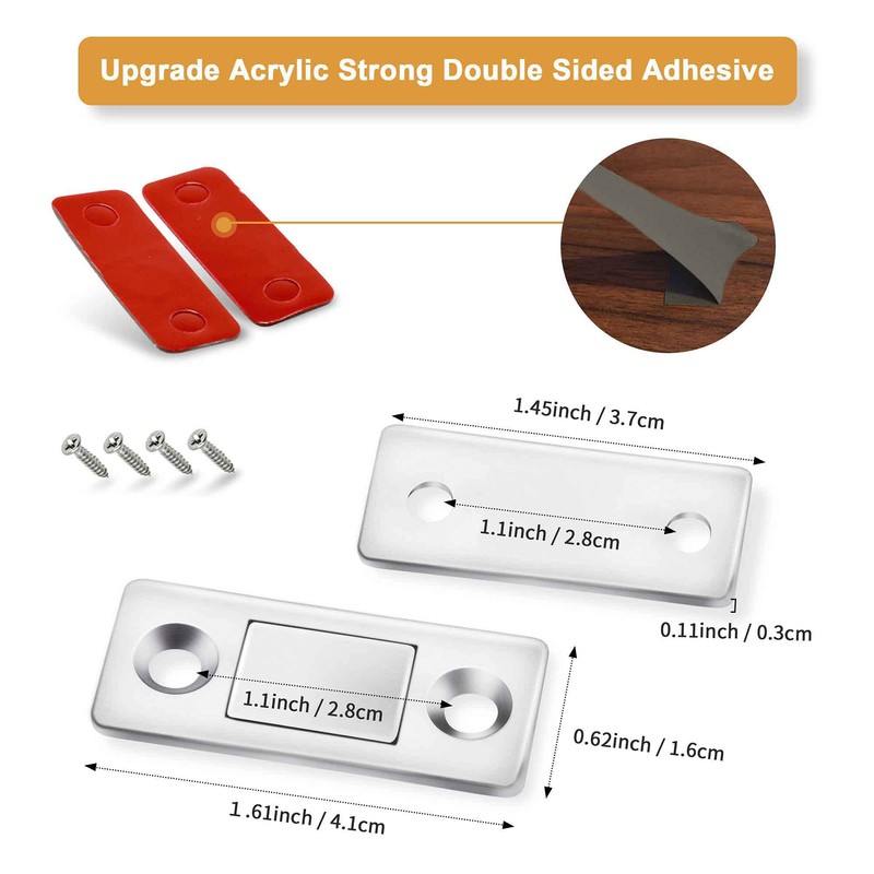 Ultra Thin Magnetic Door Catch with Screws, Drawer Magnet Catch