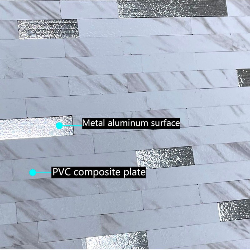 YMMXGE 10-Sheet Peel and Stick Backsplash Stone Marble Tiles, PVC