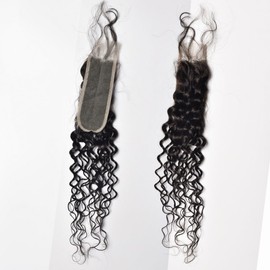 2x6 Water Wave Lace Closure Brazilian Human Hair Natural Wave Closure 6x2 Curly Wet And Wavy For Black Women Pre Plucked Natural Black Long Deep Parting (2x6 water wave closure, 10inch)