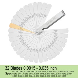 Guslcez Stainless Steel Feeler Gauge 32-Blade 0.04-0.88 mm (0.0015-0.035 Inch) Precision Gap Measuring Tool for Valve Adjustment, Spark Plug Gap, Dual Marked Metric and Imperial Measuring Tools