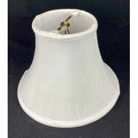 Elegant Bell with Streched Silk Lamp Shade with Brass Flame Clip On Attachment 3" Top x 6" Bottom x 4.5" Inches Slant Height in Bone Silk with White Lining