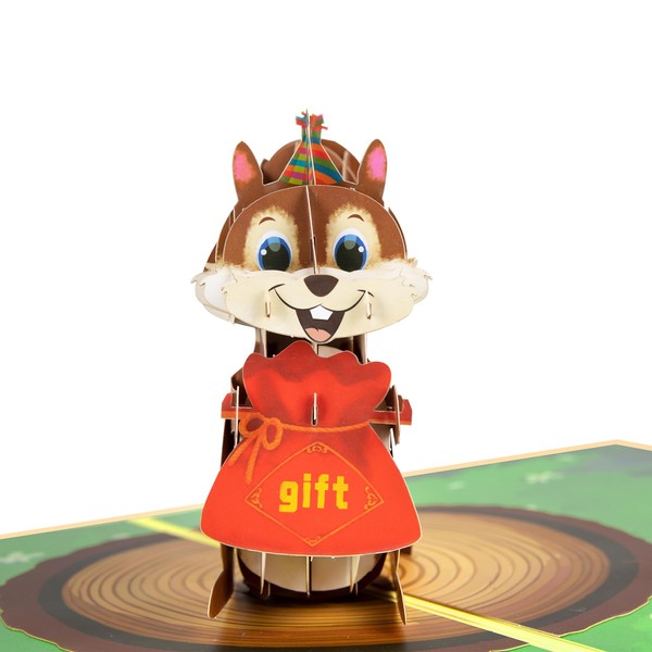 GREETING ART Pop Up Card Squirrel, Squirrel Pop Up Birthday