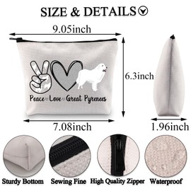 BDPWSS Great Pyrenees Bag Great Pyrenees Dog Lover Gift Dog Mom Gift Peace Love Great Pyrenees Makeup Bag (Peace Great Pyrenees bagCA)