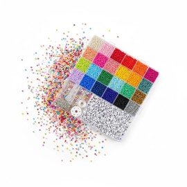 HardyGuo 24 Colors Glass Seed Beads Kit, with Letter Beads Kit for Girls,Women and Adults,Bracelets, Necklaces,Earring,Jewelry Making Supplies (Rice Pearls)