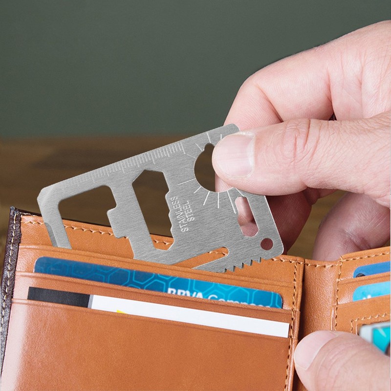 Credit Card 11-in-1 Survival Pocket Tool, Thickened Stainless Beer Opener