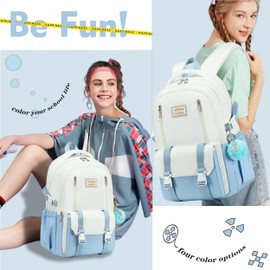 Caoroky knight Travel Laptop Backpack for Women Girls Elementary High School Bag College Backpacks Waterproof Daypack Large Bookbags Purse for Teens Students Computer Bags 15.6 Inch-Blue