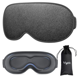 Vynix Sleep Mask for Men Women - 100% Blackout Eye Masks for Sleep, Zero Pressure 3D Sleeping Mask, Adjustable Light Blocking Eye Cover Blindfold for Travel, Nap, Night Work, Office - Gray