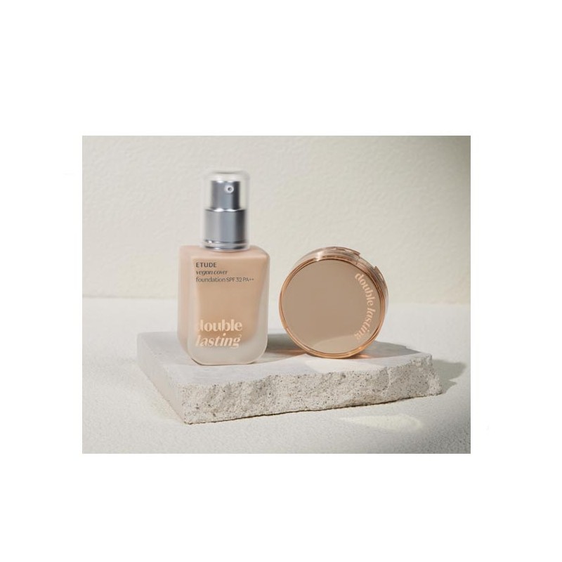 ETUDE Double Vegan Cover Foudnation + Mini Cushion Container Set
