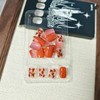 24Pcs Autumn Press on Nails Square Maple Leaf Fake Nails