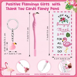 Sayglossy 20 Sets Flamingo Employee Appreciation Gifts Positive Keychain with Motivational Thank You Cards Cute Flamingo Pens Thank You Gifts for Officce Staff Coworkers