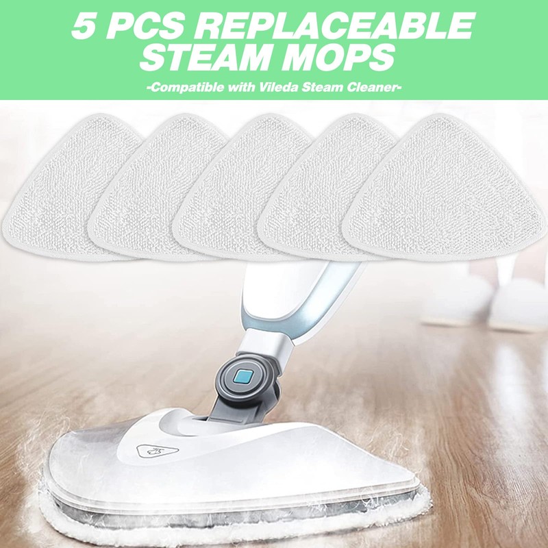 5pcs Steam Mop Replacement Pads for Viledas Steam Mop/Plus, Washable