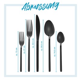GRÄWE Lisbon Series Cutlery Set for 2 People, 10 Pieces, Stainless Steel Tableware, Dishwasher Safe, Titanium Coated, Black