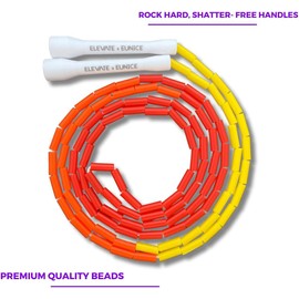 Elevate Rope Beaded Jump - Professional Jump with an Adjustable Length up to max. 3 m, Thickness 3 mm Poly Cord / 8 mm Including Beads, Weight 0.1 kg (Ombre)