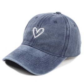 MAZELIKEHOOD Baseball Cap Adjustable Sport Unisex Breathable Heart Sun Hat for Women Men Navy Blue