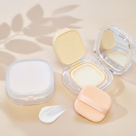 diy square cushion compact case empty container, 2 pcs, beige square matte / diy 사각 쿠션 팩트 케이스 공병 용기, 2개, 베이지 사각 무광
