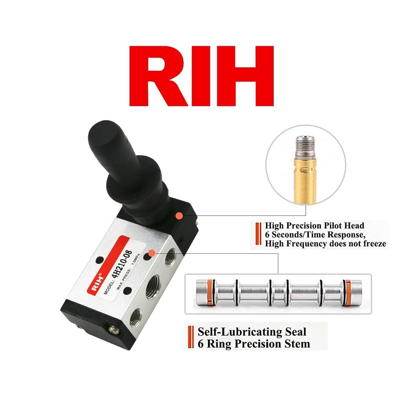 RIH Pneumatic 1/4"NPT 5 Way 2 Postion Lever Operated Valve