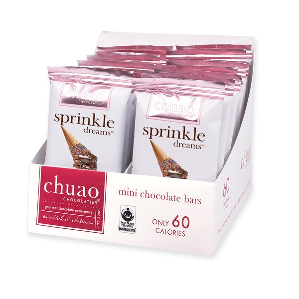 Chuao Chocolatier Sprinkle Dreams Milk Chocolate Mini Bars | Gourmet Chocolate Artisan European No Preservatives | For Gift Baskets, Christmas, Valentines Day, Gifts for Women, Men, Birthday, Thank You, Care Package | 24 Pack
