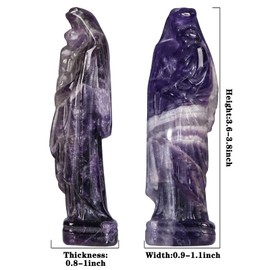 dssmboom Reiki Healing Madonna and Child Crystal Figurine, Hand Carved Blessed Virgin Mary with Baby Jesus Statue Catholic House Decoration, Amethyst