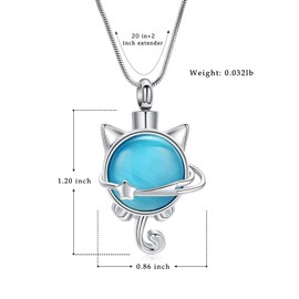 QGJNSGC Moonstone Cremation Jewelry Cat Urn Necklace for Ashes Animal Keepsake Memorial Jewelry Pet Ashes Pendant