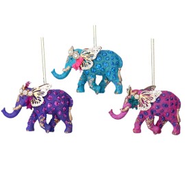 Gisela Graham Set of 3 Resin and Metal Elephant Decoration 7cm