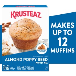 Krusteaz Almond Poppy Seed Muffin Mix, Muffin Mix Made With Real Almonds, 17 oz Box (Pack of 12)