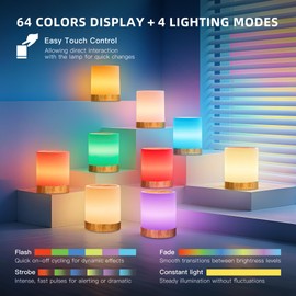 Yonito Baby Night Light 64 Colors Changing Touch Dimmable Nursery Night Lamp, USB Rechargeable Nursing Bedside Lamps Cordless, Portable Warm Night Light with Timing for Kid's Room