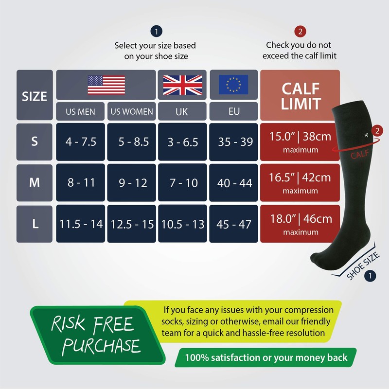 Rymora Compression Socks for Men and Women (Cushioned, Graduated Compression,