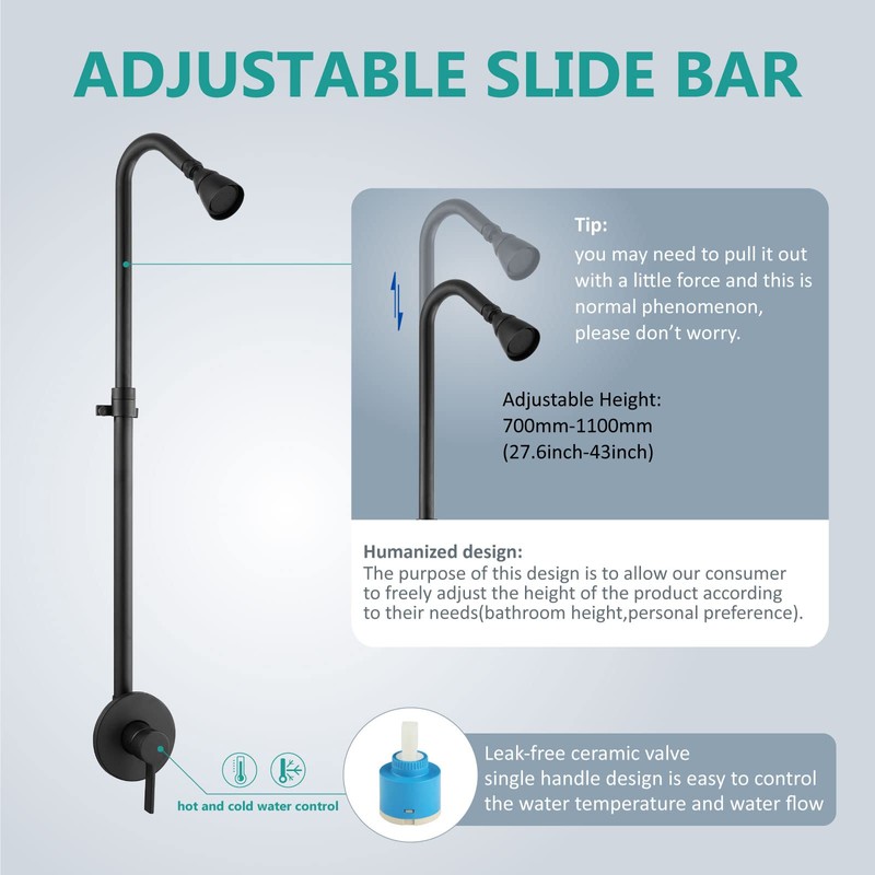 Aolemi Outdoor Shower Kit Fixtures System Faucet Single Handle with