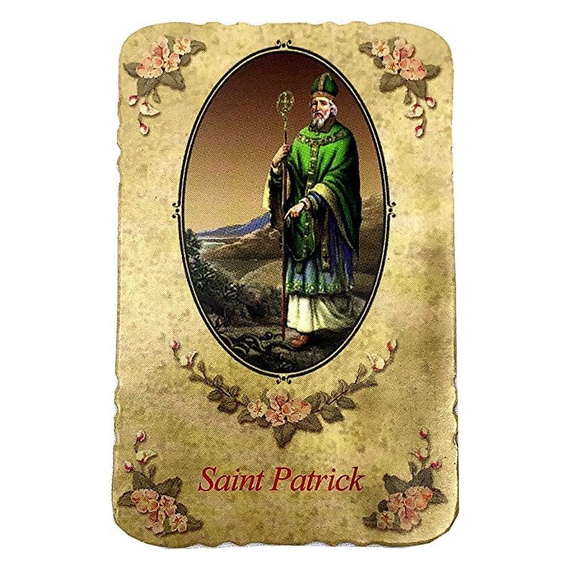 CB Catholic St Patrick Green Glass Marble Bead Rosary Gift