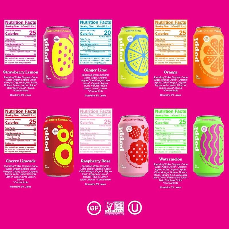 Poppi Prebiotic Soda, Fun Favorites Variety, 12oz (Pack of 12)