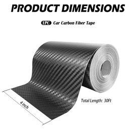 VKQTS 30Ft X 4 Inch Carbon Fiber Wrap for Cars,Stylish Carbon Fiber Tape for Decorating Car Bodywork,Universal Self-Adhesive Car Accessories Exterior Pin Striping Tape for Cars