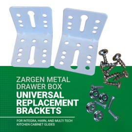 Pair of Grass 00436-37 Zargen Metal Drawer Box Universal Replacement Bracket Parts for Integra, Harn, and Multi Tech Kitchen Cabinet Glides, Left/Right